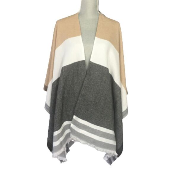 Apt. 9 Cream, Grey, and Tan Striped Shawl Size OS - Picture 1 of 3